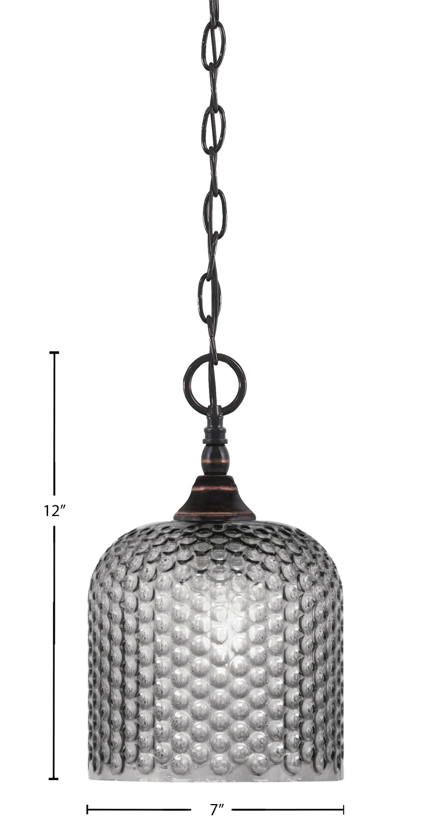 Chain One Light Mini Pendant in Black Copper with Smoke Textured Shade