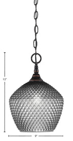 Chain One Light Mini Pendant in Black Copper with Smoke Textured Shade