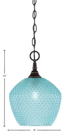 Chain One Light Mini Pendant in Black Copper with Turquoise Textured Shade