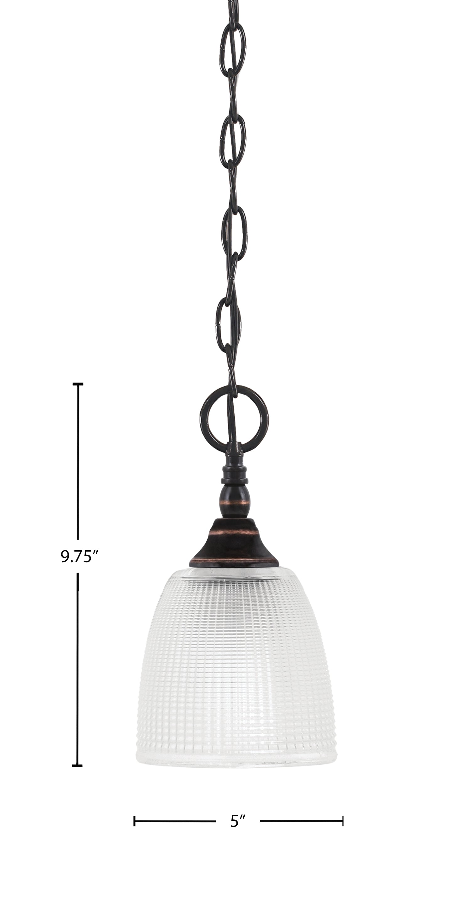 Chain One Light Mini Pendant in Black Copper with Clear Ribbed Shade