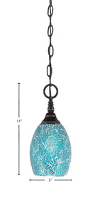 Chain One Light Mini Pendant in Black Copper with Turquoise Fusion Shade