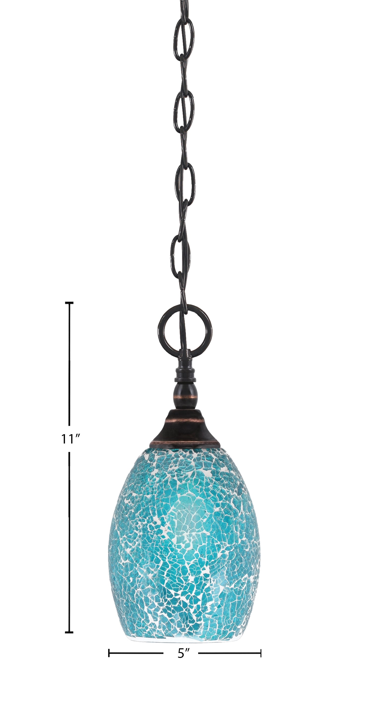 Chain One Light Mini Pendant in Black Copper with Turquoise Fusion Shade