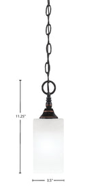 Chain One Light Mini Pendant in Black Copper with Square White Marble Shade