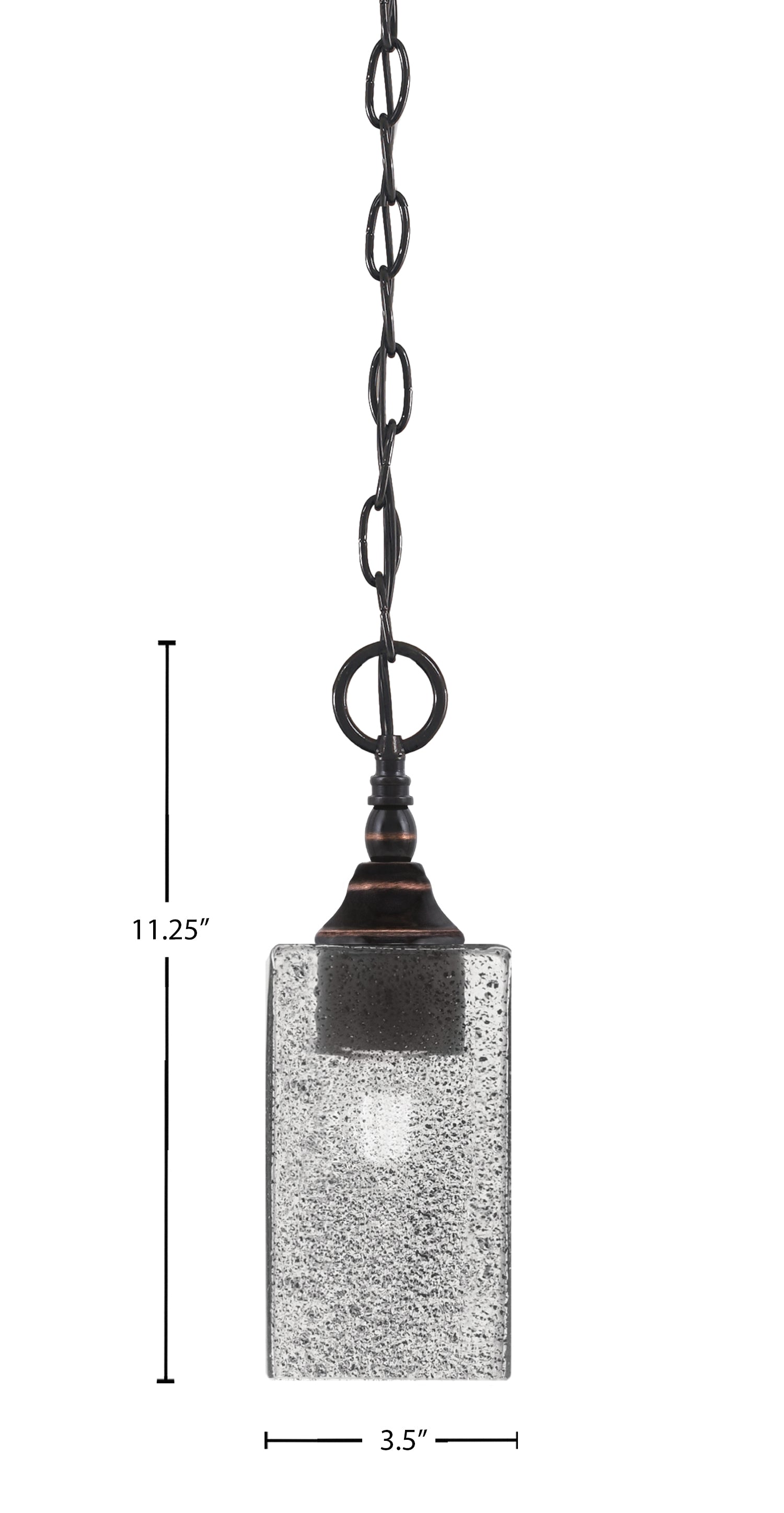 Chain One Light Mini Pendant in Black Copper with Square Smoke Bubble Shade