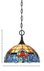 Chain One Light Mini Pendant in Black Copper with Sierra Art Glass Shade