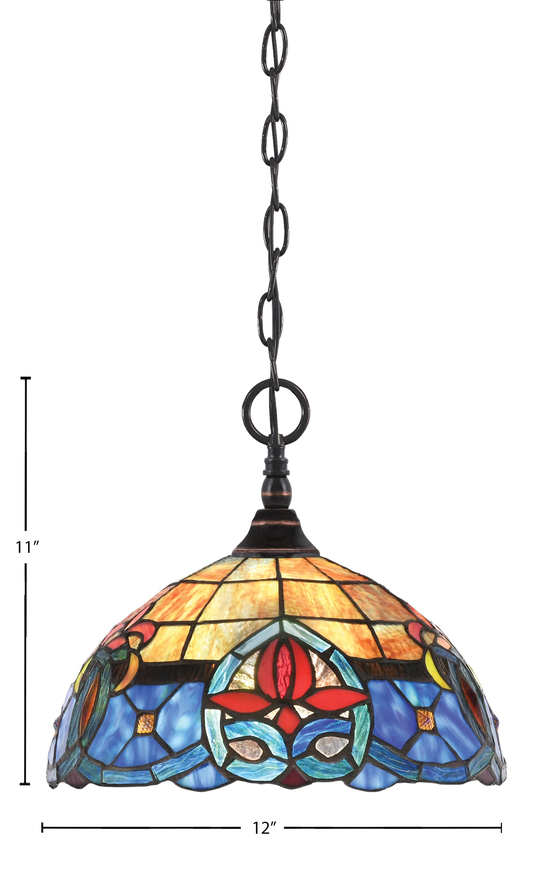 Chain One Light Mini Pendant in Black Copper with Sierra Art Glass Shade