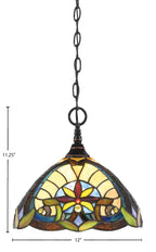 Chain One Light Mini Pendant in Black Copper with Earth Star Art Glass Shade