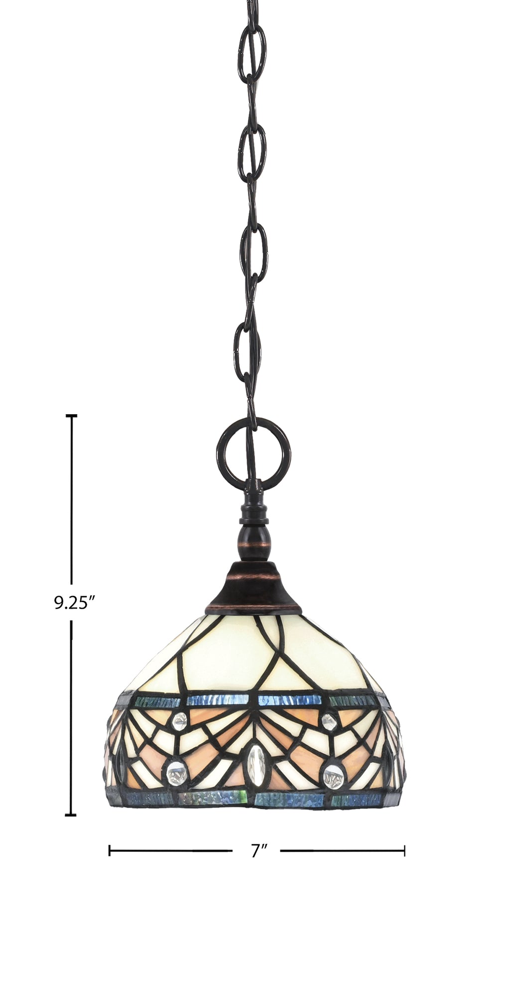 Chain One Light Mini Pendant in Black Copper with Royal Merlot Art Glass Shade
