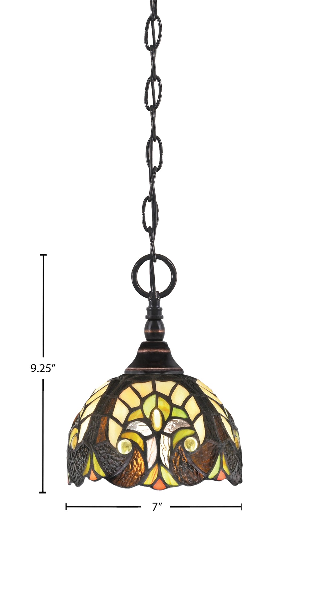 Chain One Light Mini Pendant in Black Copper with Ivory Cypress Art Glass Shade
