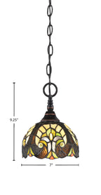 Chain One Light Mini Pendant in Black Copper with Ivory Cypress Art Glass Shade