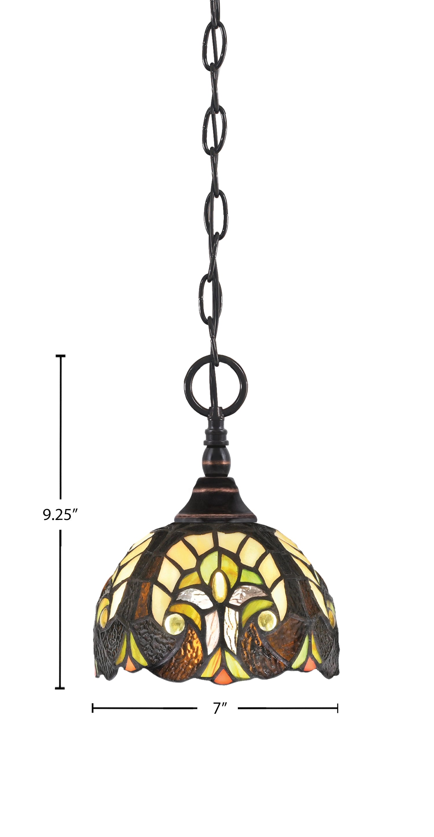 Chain One Light Mini Pendant in Black Copper with Ivory Cypress Art Glass Shade