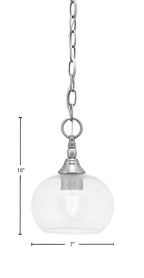 Chain One Light Mini Pendant in Brushed Nickel with Clear Bubble Shade