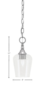 Chain One Light Mini Pendant in Brushed Nickel with Clear Bubble Shade