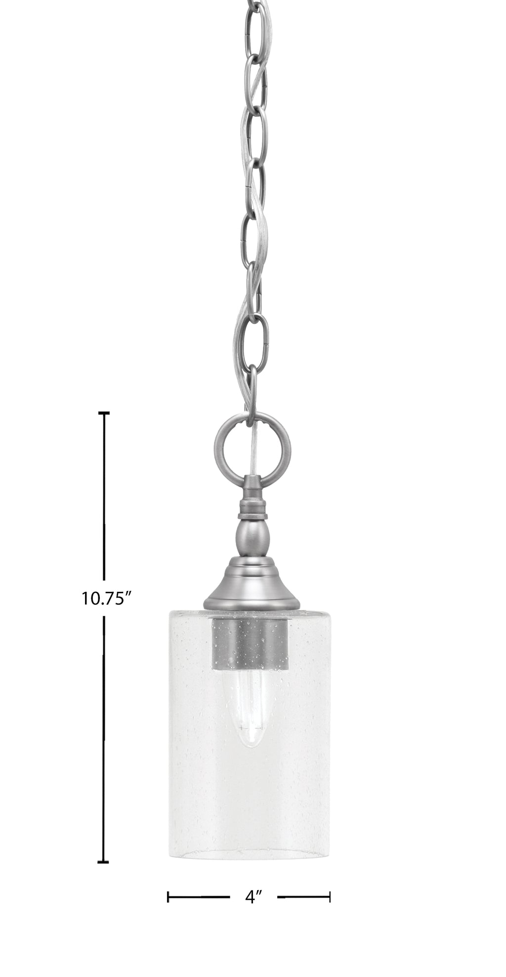 Chain One Light Mini Pendant in Brushed Nickel with Clear Bubble Shade