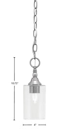 Chain One Light Mini Pendant in Brushed Nickel with Clear Bubble Shade