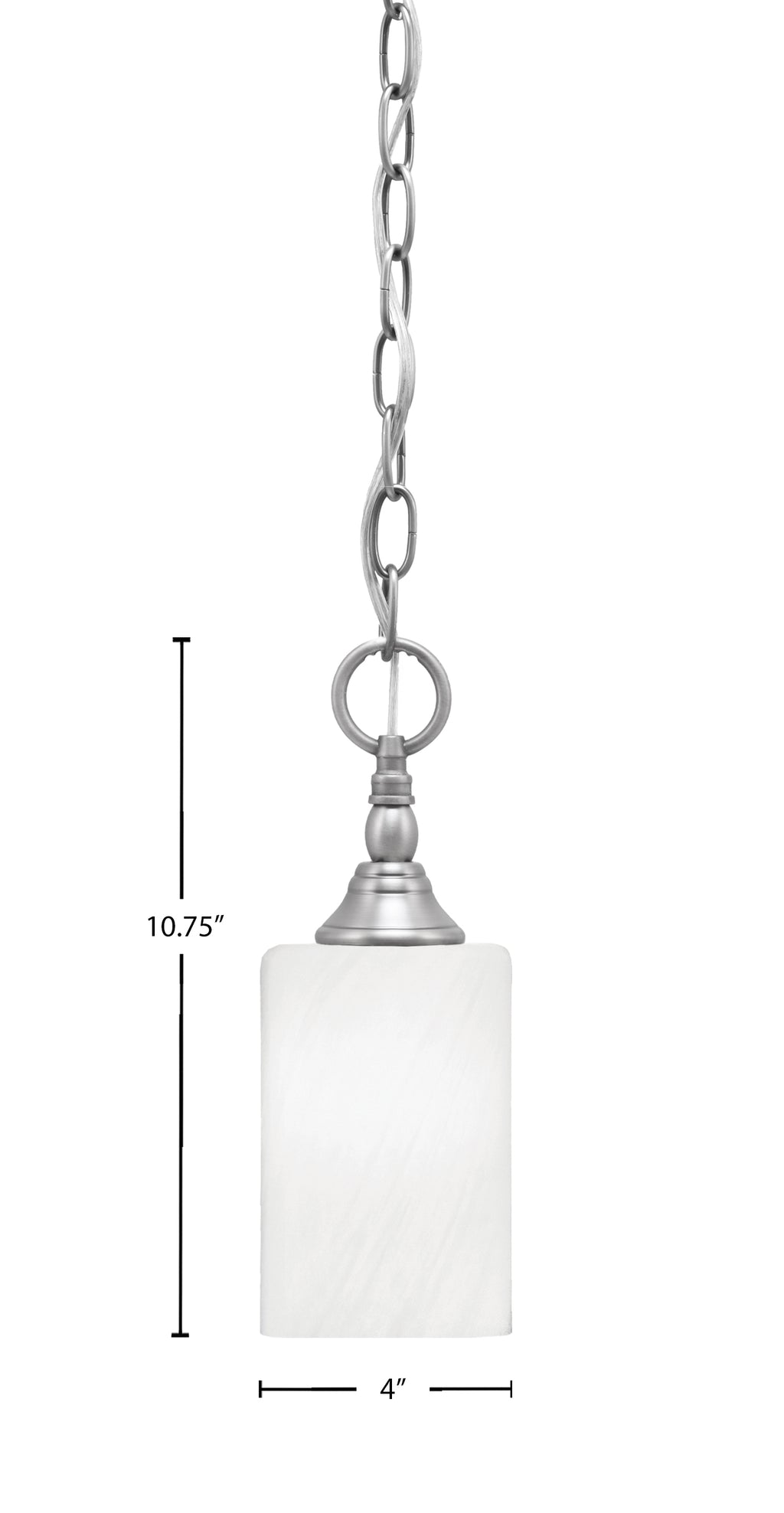 Chain One Light Mini Pendant in Brushed Nickel with White Marble Shade