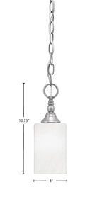 Chain One Light Mini Pendant in Brushed Nickel with White Marble Shade