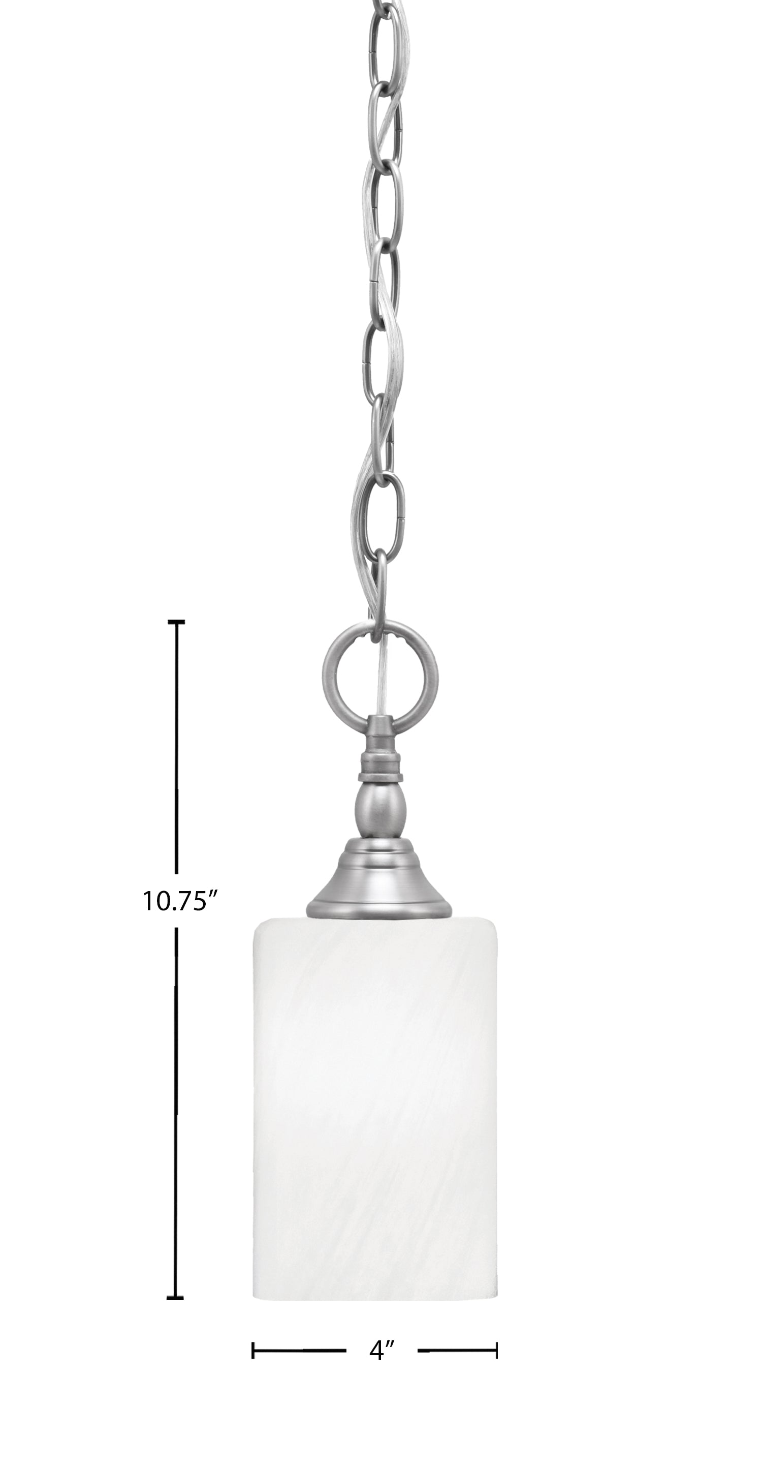 Chain One Light Mini Pendant in Brushed Nickel with White Marble Shade