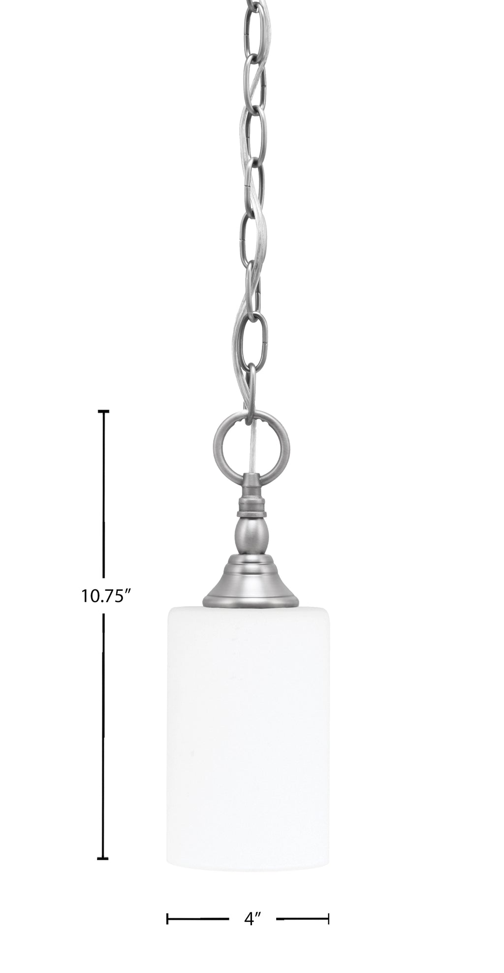 Chain One Light Mini Pendant in Brushed Nickel with White Muslin Shade