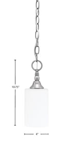 Chain One Light Mini Pendant in Brushed Nickel with White Muslin Shade