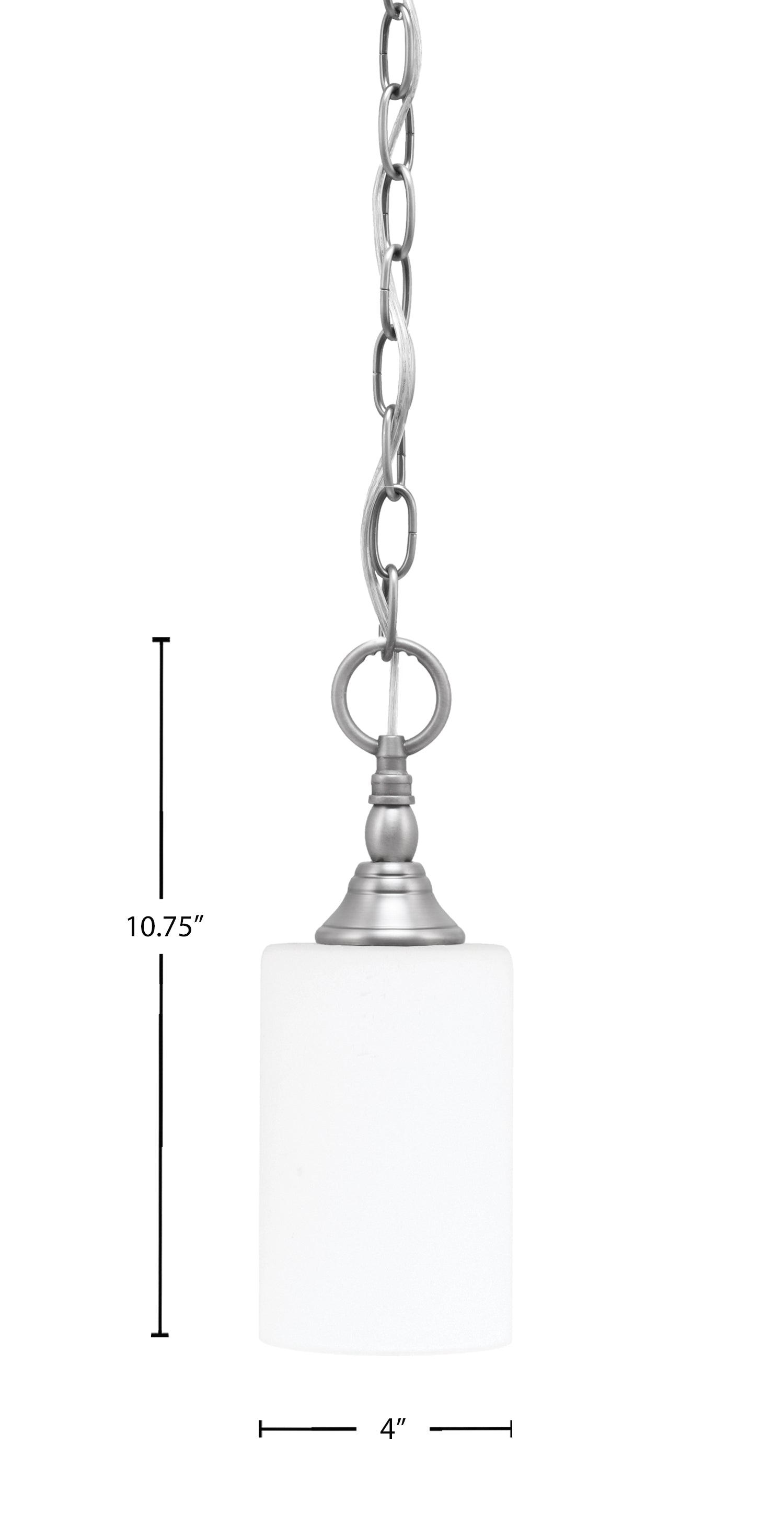 Chain One Light Mini Pendant in Brushed Nickel with White Muslin Shade