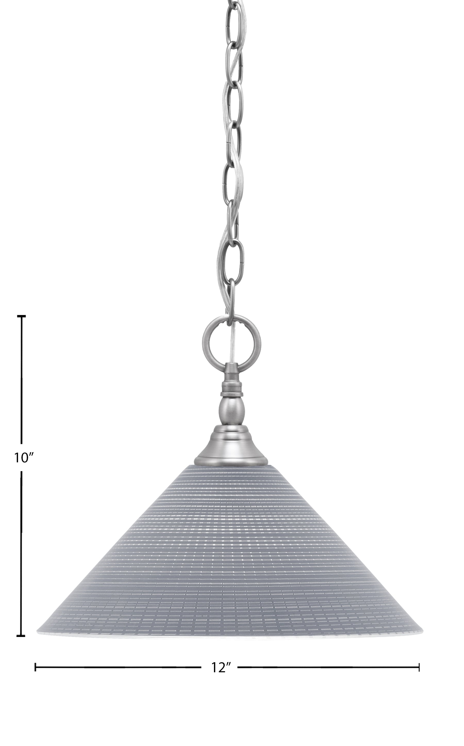 Chain One Light Mini Pendant in Brushed Nickel with Gray Matrix Shade
