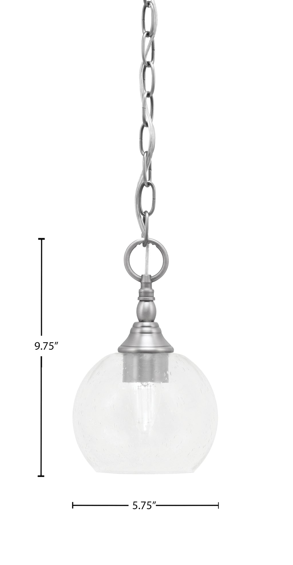 Chain One Light Mini Pendant in Brushed Nickel with Clear Bubble Shade