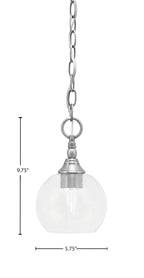Chain One Light Mini Pendant in Brushed Nickel with Clear Bubble Shade