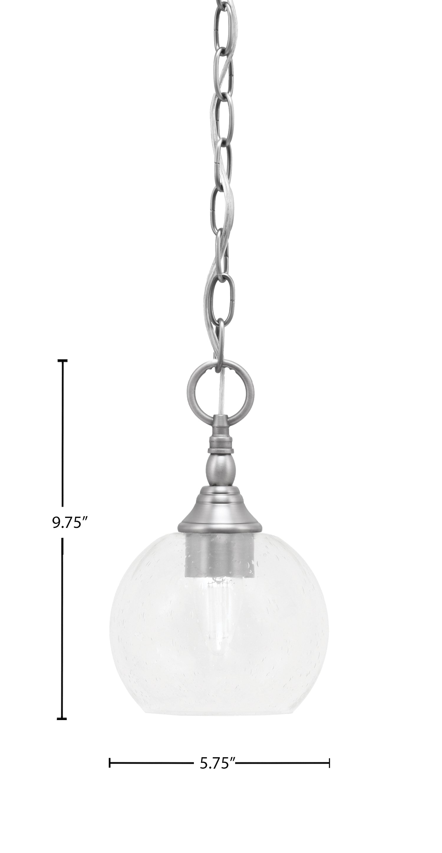 Chain One Light Mini Pendant in Brushed Nickel with Clear Bubble Shade
