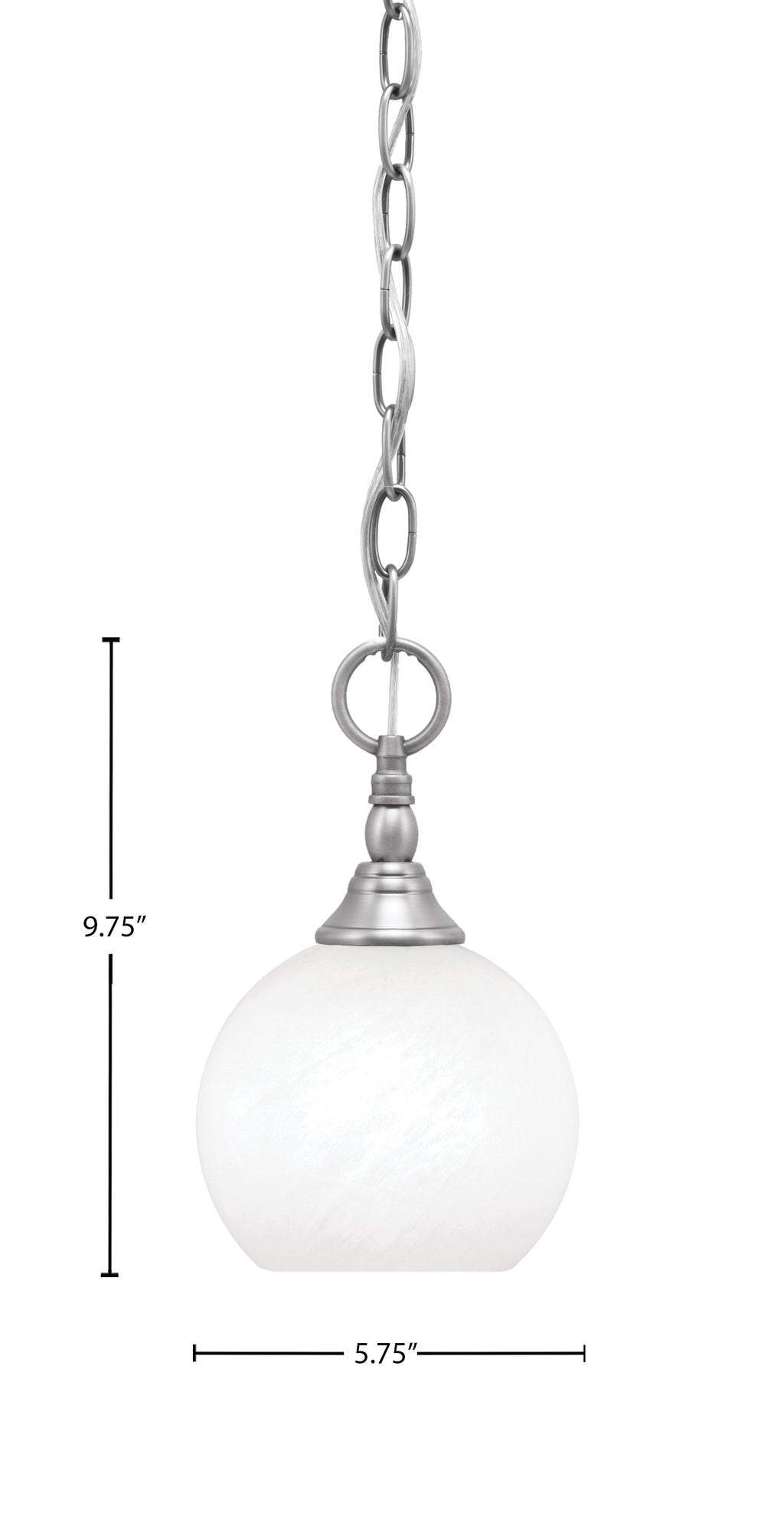 Chain One Light Mini Pendant in Brushed Nickel with White Marble Shade