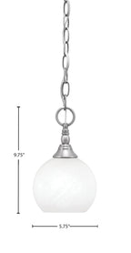 Chain One Light Mini Pendant in Brushed Nickel with White Marble Shade