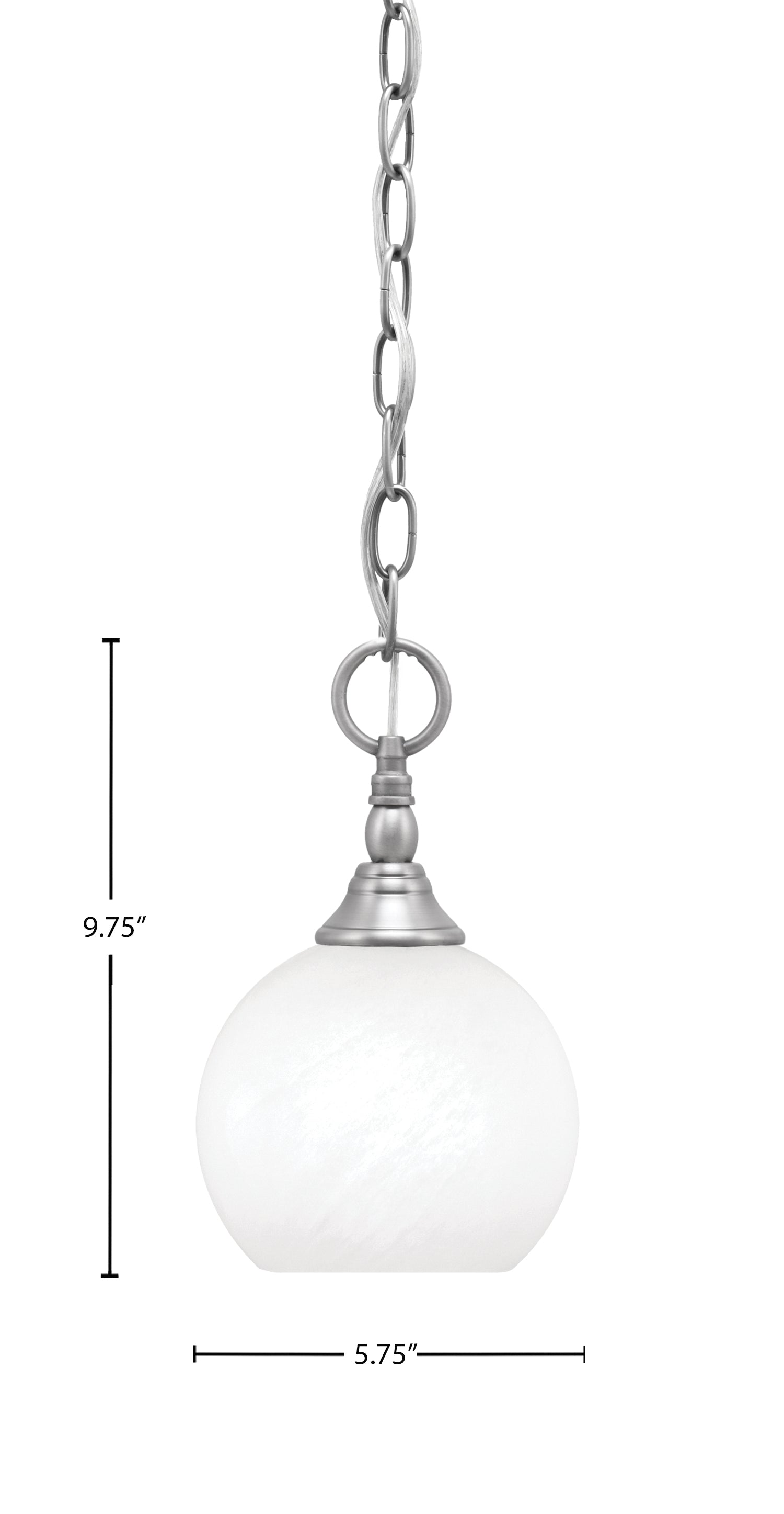 Chain One Light Mini Pendant in Brushed Nickel with White Marble Shade