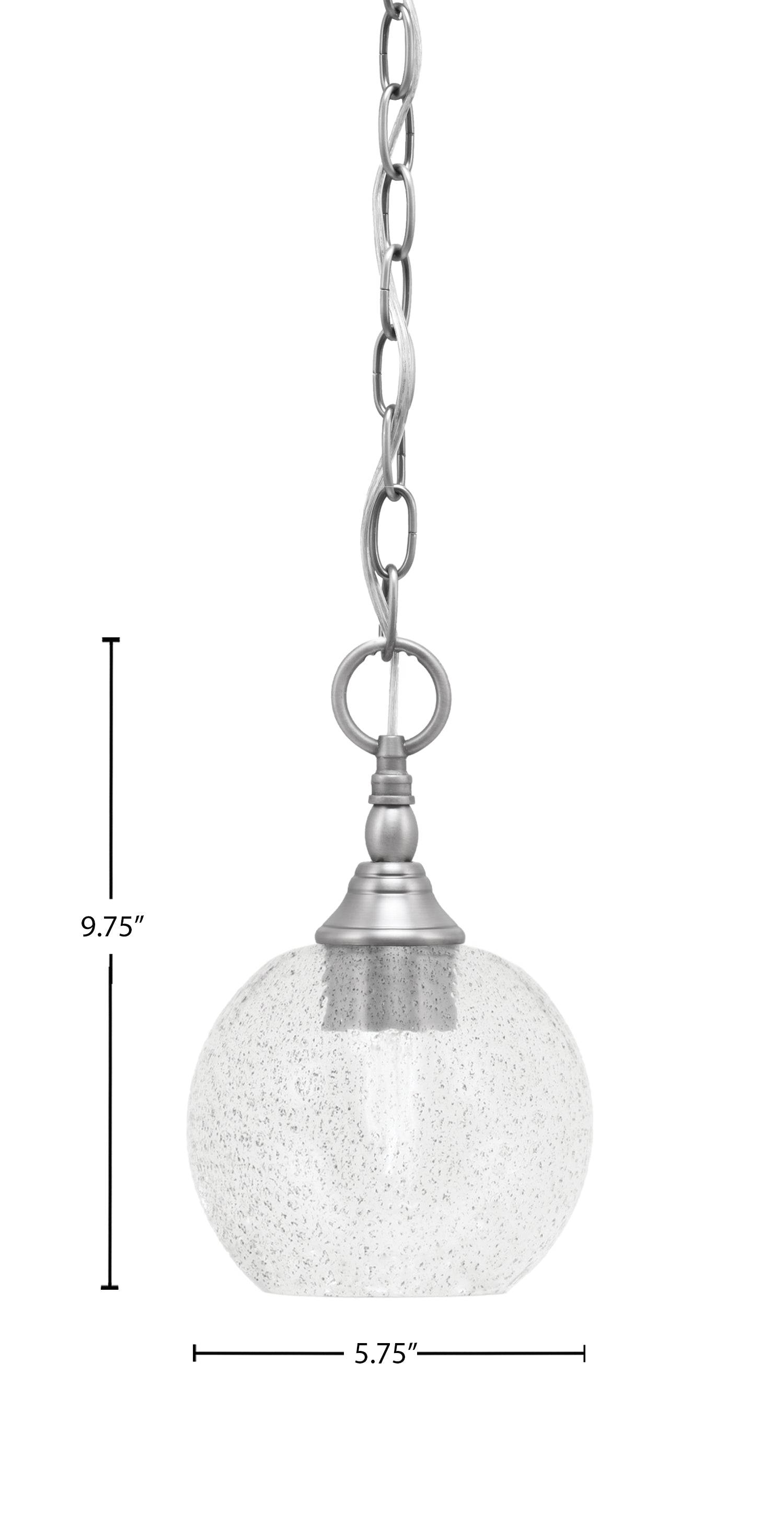 Chain One Light Mini Pendant in Brushed Nickel with Smoke Bubble Shade