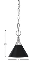 Chain One Light Mini Pendant in Brushed Nickel with Matte Black Cone Metal Shade Shade