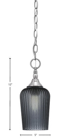Chain One Light Mini Pendant in Brushed Nickel with Smoke Textured Shade