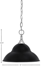 Chain One Light Mini Pendant in Brushed Nickel with Matte Black Double Bubble Metal Shade Shade