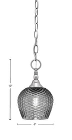 Chain One Light Mini Pendant in Brushed Nickel with Smoke Textured Shade