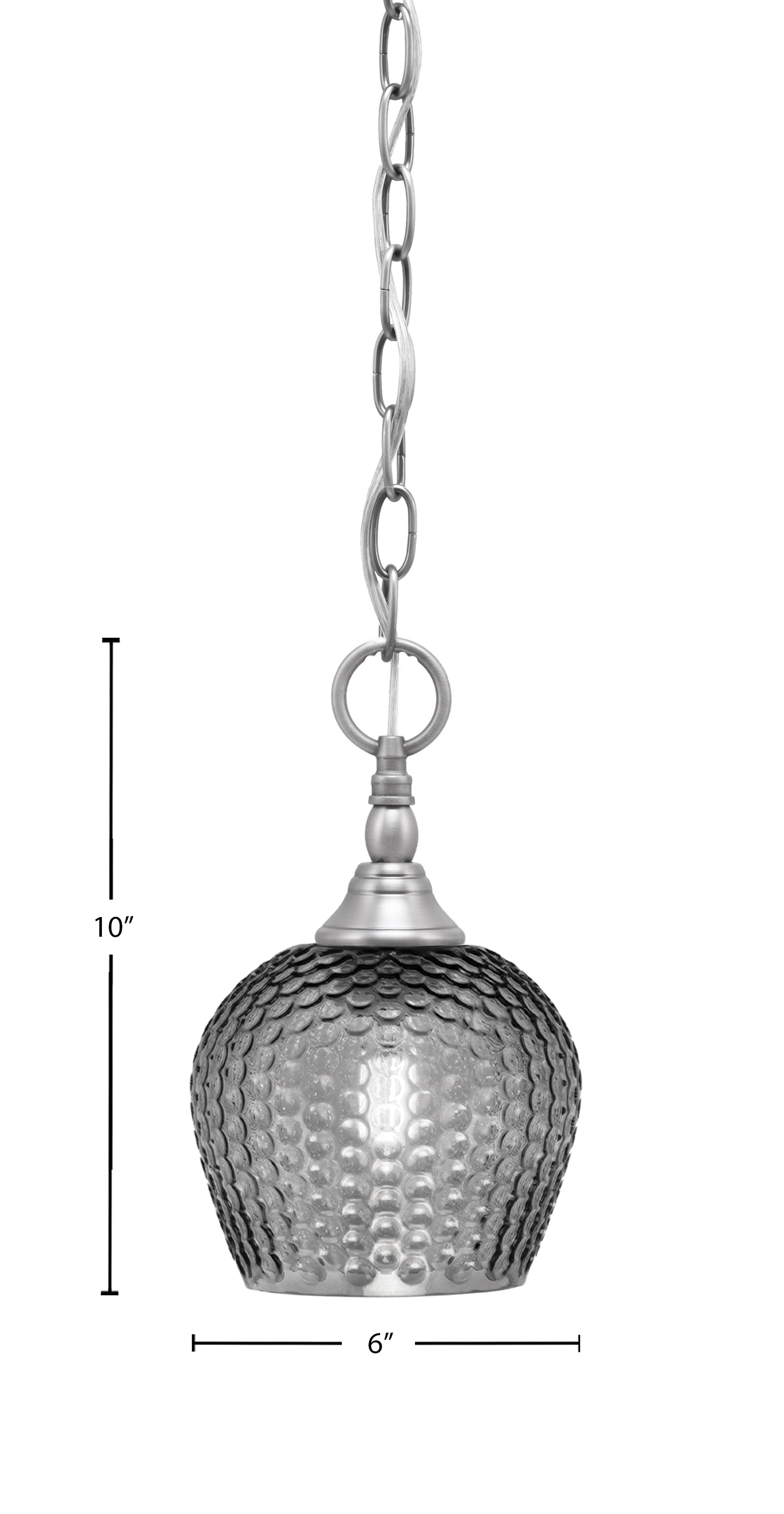 Chain One Light Mini Pendant in Brushed Nickel with Smoke Textured Shade