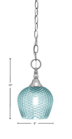 Chain One Light Mini Pendant in Brushed Nickel with Turquoise Textured Shade