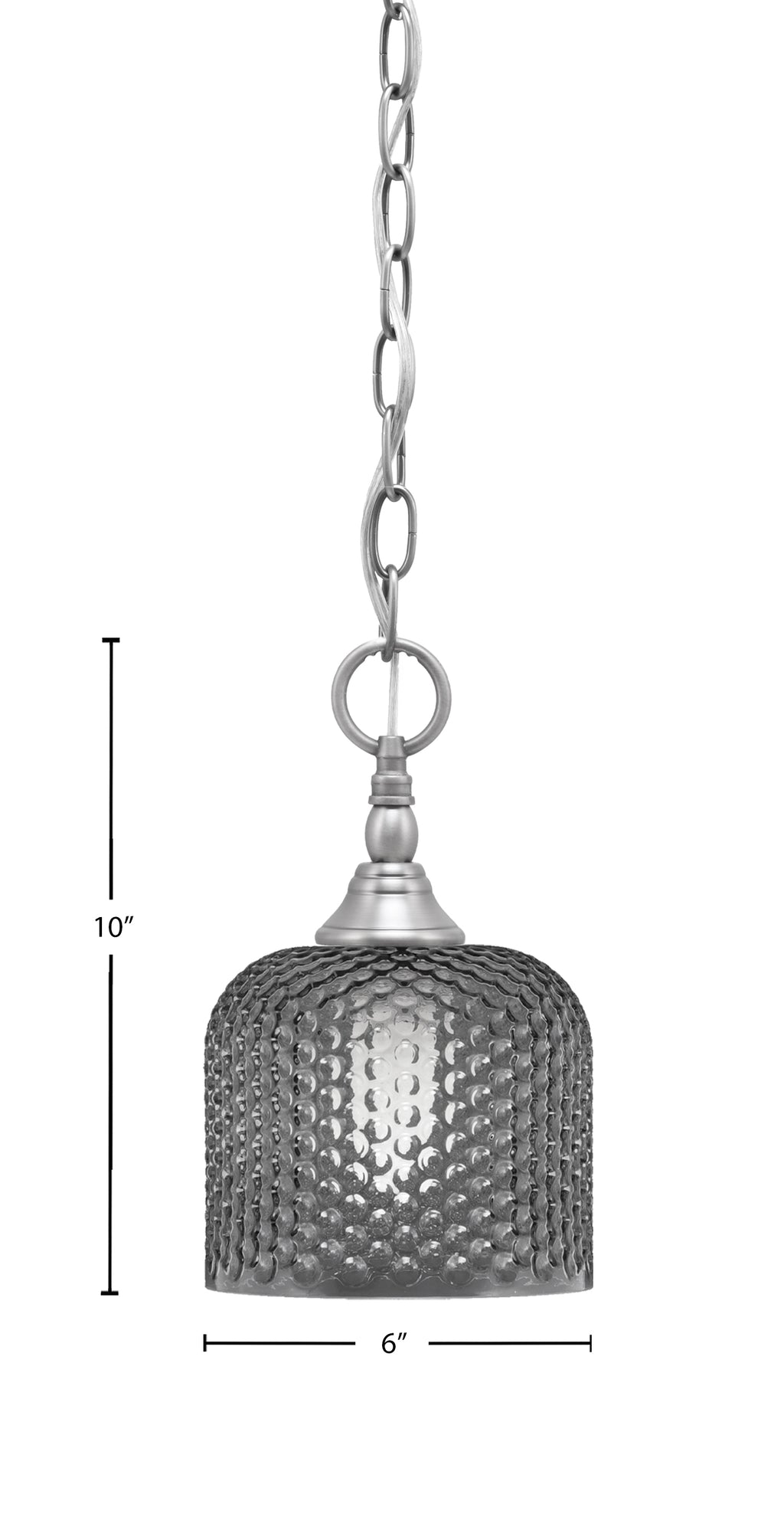Chain One Light Mini Pendant in Brushed Nickel with Smoke Textured Shade