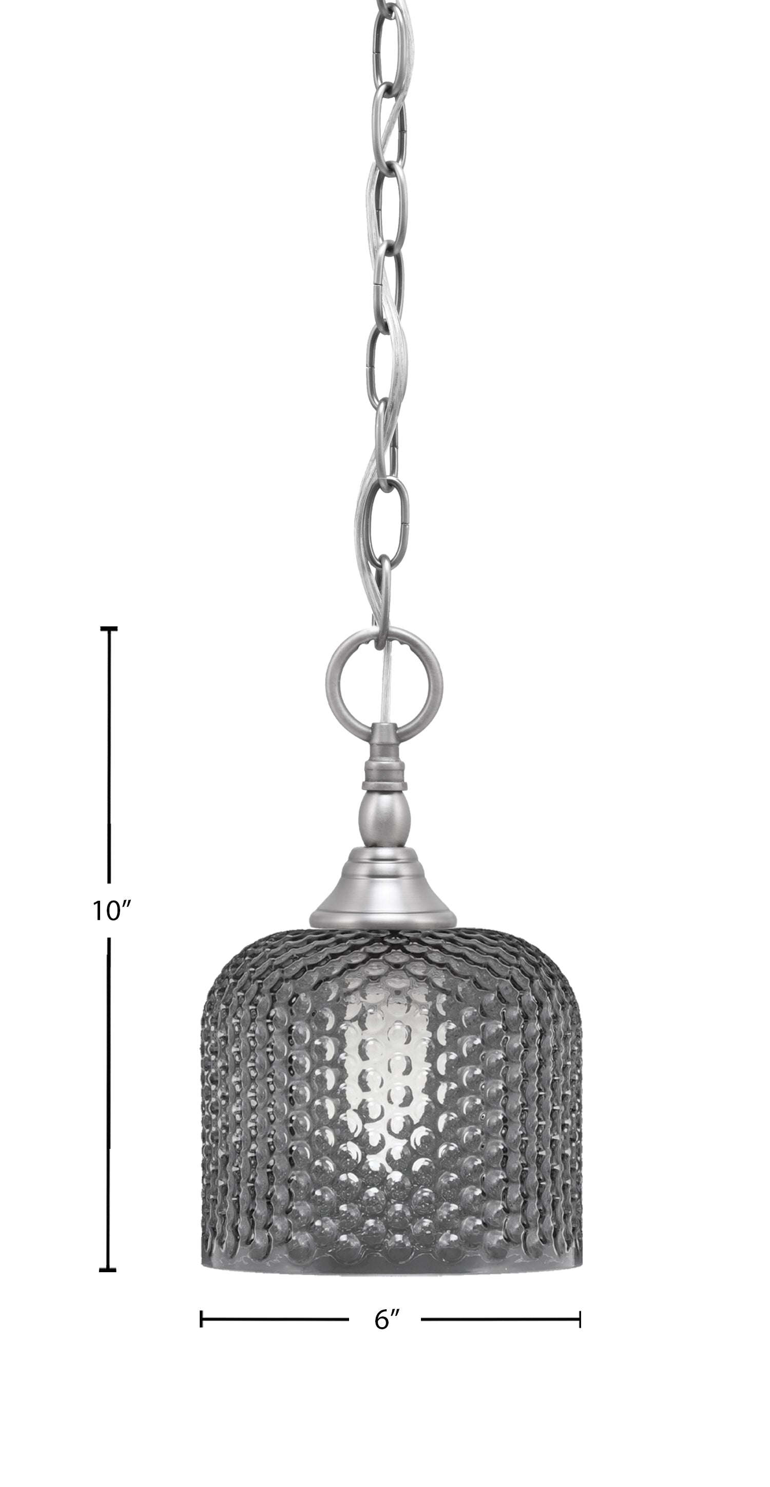 Chain One Light Mini Pendant in Brushed Nickel with Smoke Textured Shade