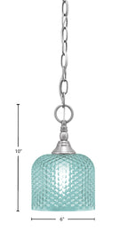 Chain One Light Mini Pendant in Brushed Nickel with Turquoise Textured Shade