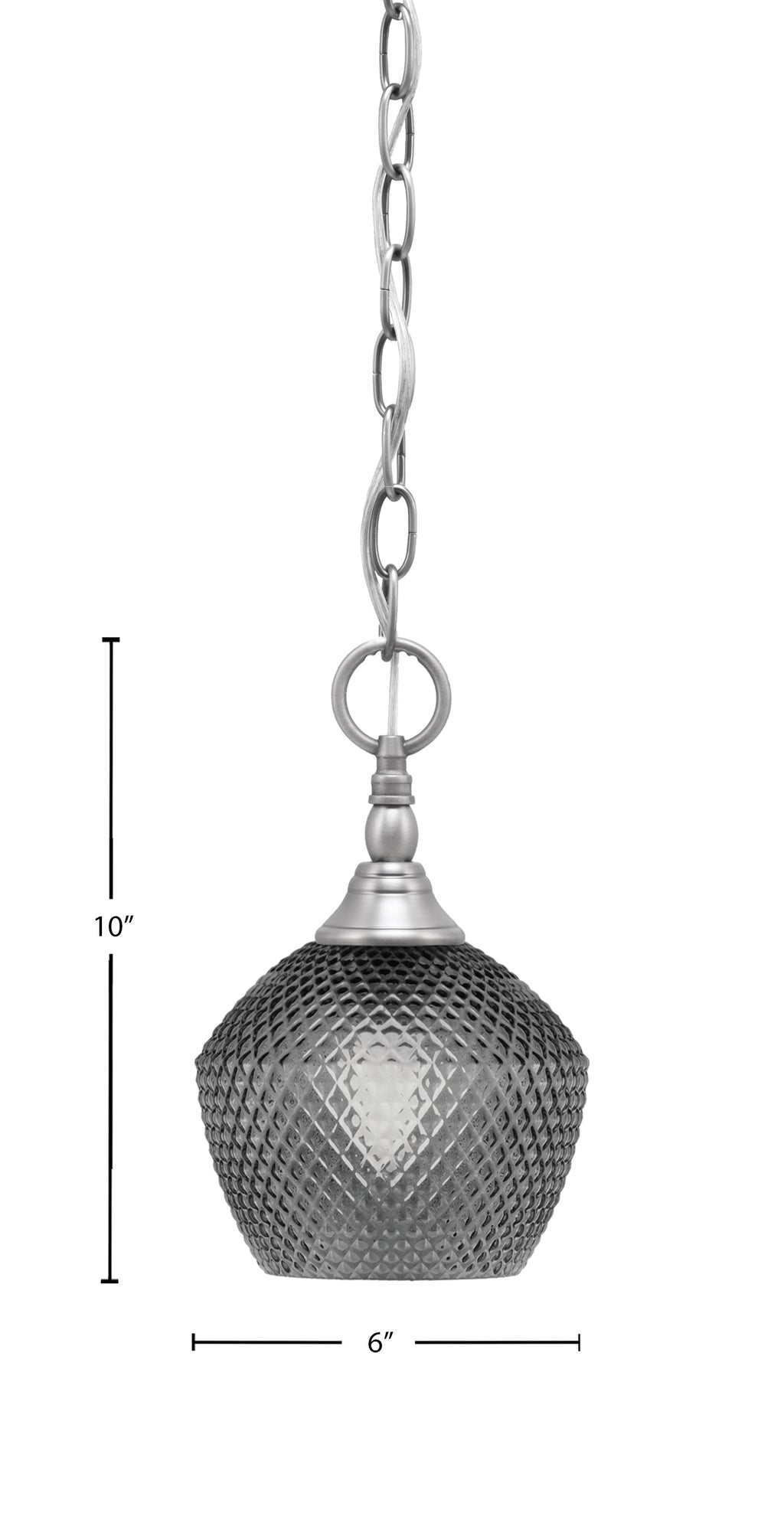 Chain One Light Mini Pendant in Brushed Nickel with Smoke Textured Shade