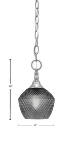 Chain One Light Mini Pendant in Brushed Nickel with Smoke Textured Shade