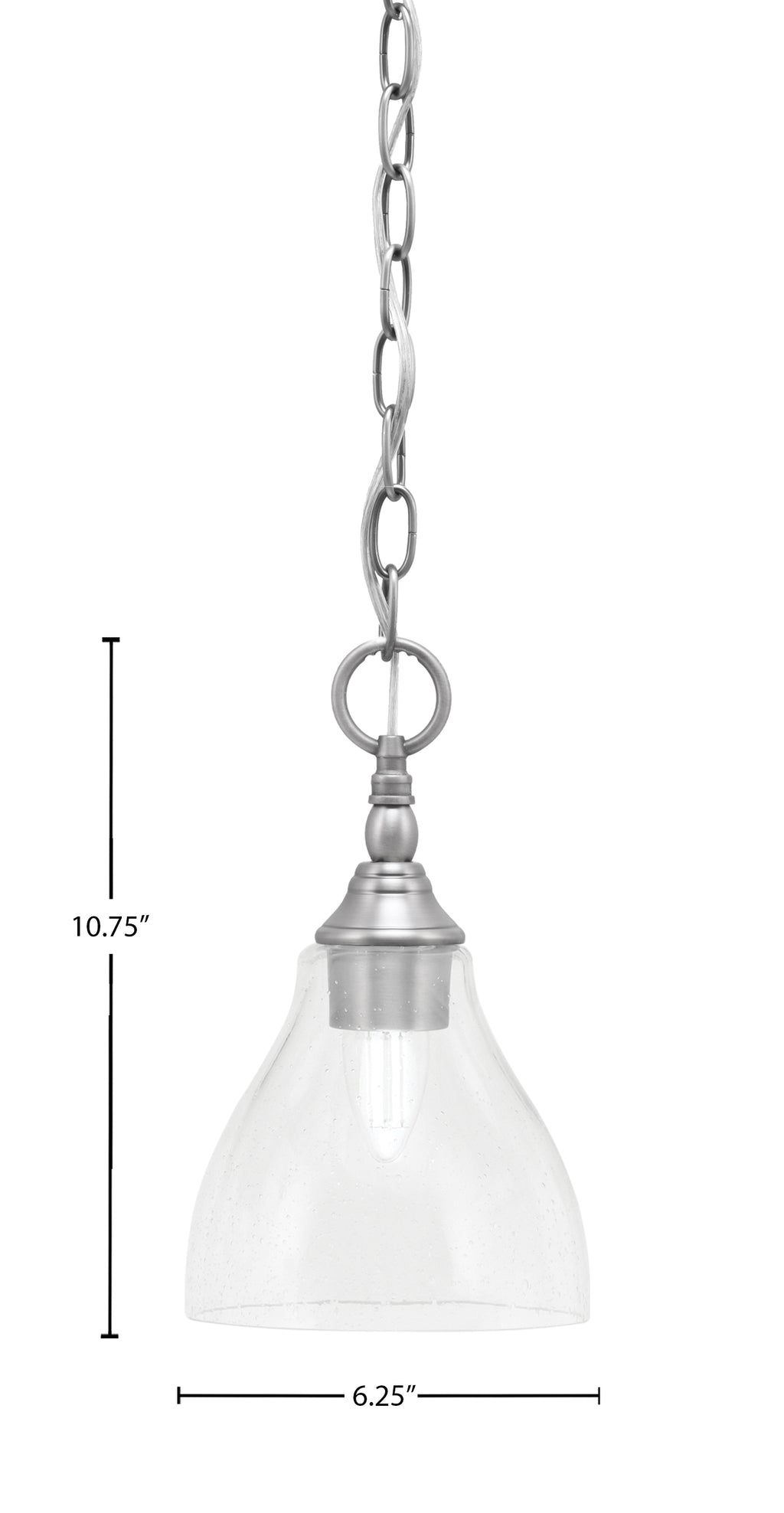 Chain One Light Mini Pendant in Brushed Nickel with Clear Bubble Shade