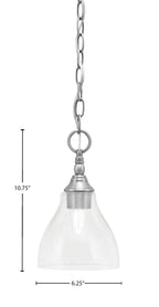 Chain One Light Mini Pendant in Brushed Nickel with Clear Bubble Shade