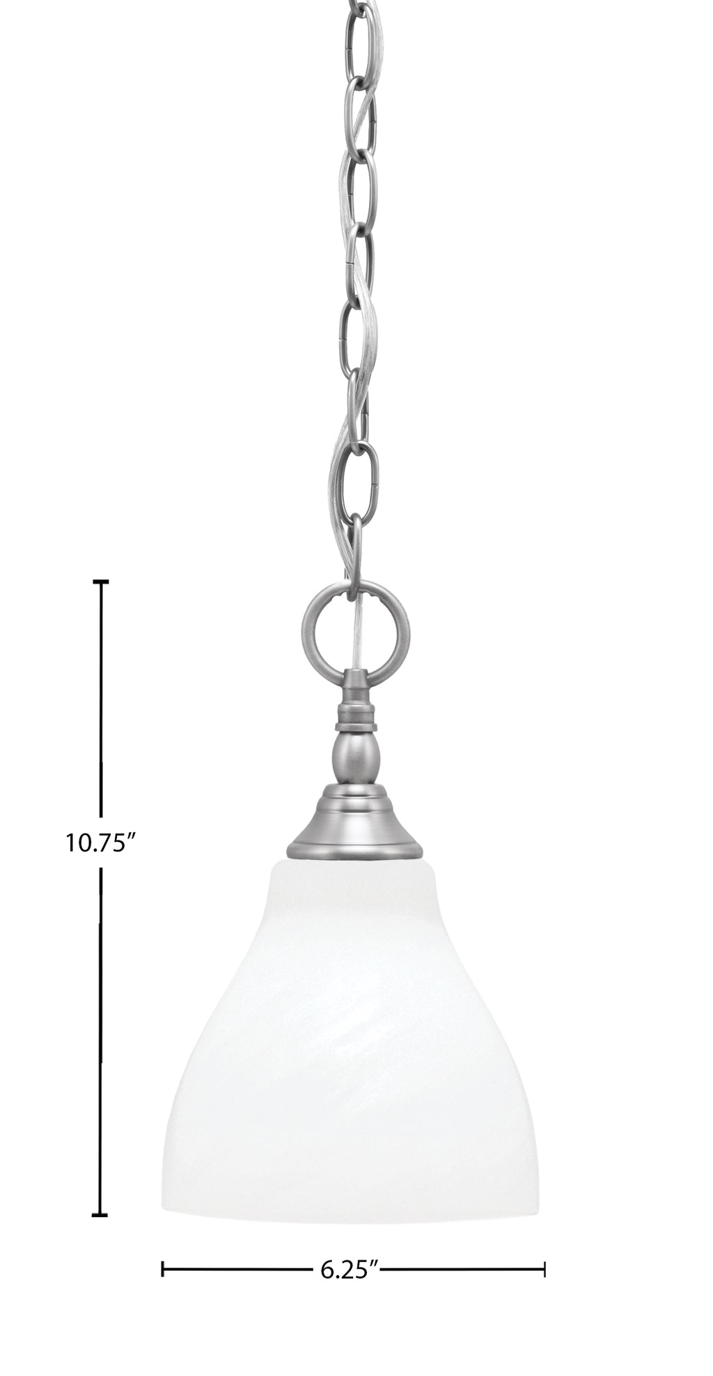 Chain One Light Mini Pendant in Brushed Nickel with White Marble Shade