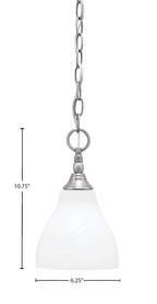 Chain One Light Mini Pendant in Brushed Nickel with White Marble Shade