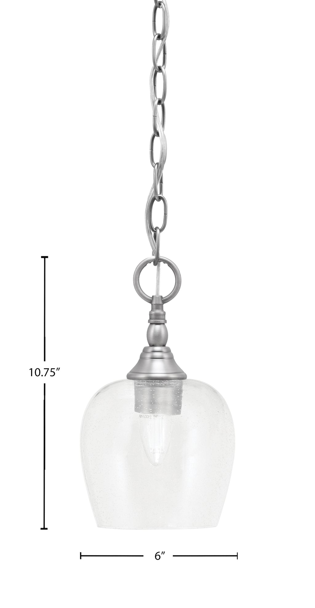 Chain One Light Mini Pendant in Brushed Nickel with Clear Bubble Shade