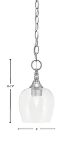 Chain One Light Mini Pendant in Brushed Nickel with Clear Bubble Shade